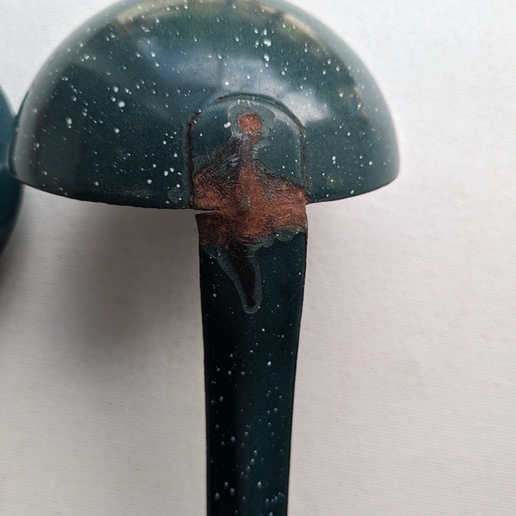 Vtg Graniteware Green Ladle & Spoon Lot Enamel Rare Rustic B2 - Picture 5 of 10